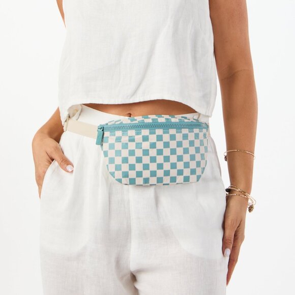 ALOHA Collection Handbags - ALOHA Collection Mini Hip Pack + Strap Extender - Petite Check Tide on Sandstone